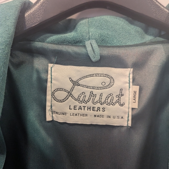 Lariat Women's Green Suede Leather Fringe Jacket Rodeo Cowgirl Aztec Size Large - Picture 6 of 14